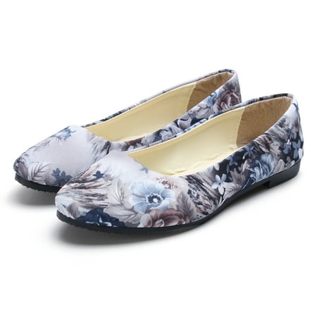 Lo Womens Classic Shoes - Meigar Sole Classic Fancy Women's Casual Loafers Floral Pointed Toe Ballet Comfort Soft Slip On Flats Shoes