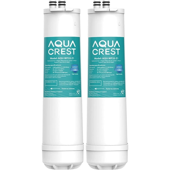 AQUA CREST RC EZ 1 Water Filter, Replacement for Culligan® RC-EZ-1, US-EZ-1, RV-EZ-1, Brita® USF-201, USF-202, DuPont® Carbon 3000QT Filter, 3K Gallons, 2 Pack