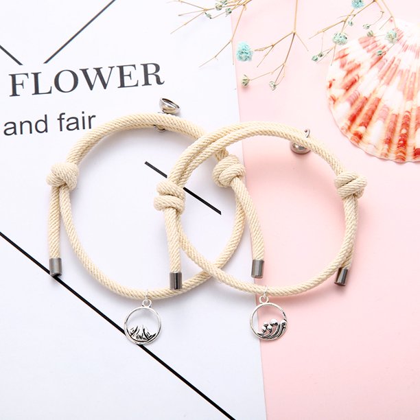 1 Par De Pulseras Magnéticas Luminosas De Pareja De Astronauta Corazón Magnética Para Atraer Trenzadas Ajustables Creativas Para Mujeres Accesorios De Joyería