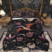 Homewish Teens Cartoon Animal 2pcs Bedding Comforter Set,Pink Flowers Twin Comforter Sets,Bohemian Boho Breathable Bedding Set,Ultra Soft Home Decor,Reversible