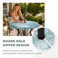 thumbnail image 5 of Round Outdoor Tablecloth with Umbrella Hole and Zipper, Shabby Teal Blue Fitted Table Cover with Elastic Edge for 31-35 Inch, Oil Painting Vintage Art Blue White Waterproof Patio Tablecoths, 5 of 9