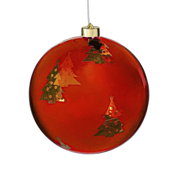 8" Shatterproof Battery Operated Ornament with Trees, Red