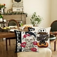 thumbnail image 3 of Welcome Halloween Pillow Covers 18 x 18 Inch Set of 2 Ghost Bat Pumpkin Crow Skull Rose Flowers Throw Pillow Case Goth Decorative Cotton Linen Cushion Cover for Sofa Couch Bed, 3 of 5