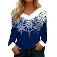 thumbnail image 1 of T-Shirt à Manches Longues pour Femmes Liquidation T-Shirt en Polyester pour Femmes T-Shirt de Noël pour Femmes Imprimé Flocon de Neige Col en Peluche Manchettes en Peluche T-Shirt à Manches Longues, 1 of 4