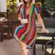 thumbnail image 3 of Disketp Mexican Serape Blanket Stripes para Vestido de Manga Corta para Mujeres, Vestidos de Verano para Mujeres, Casual y Holgado para la Playa, 3 of 6