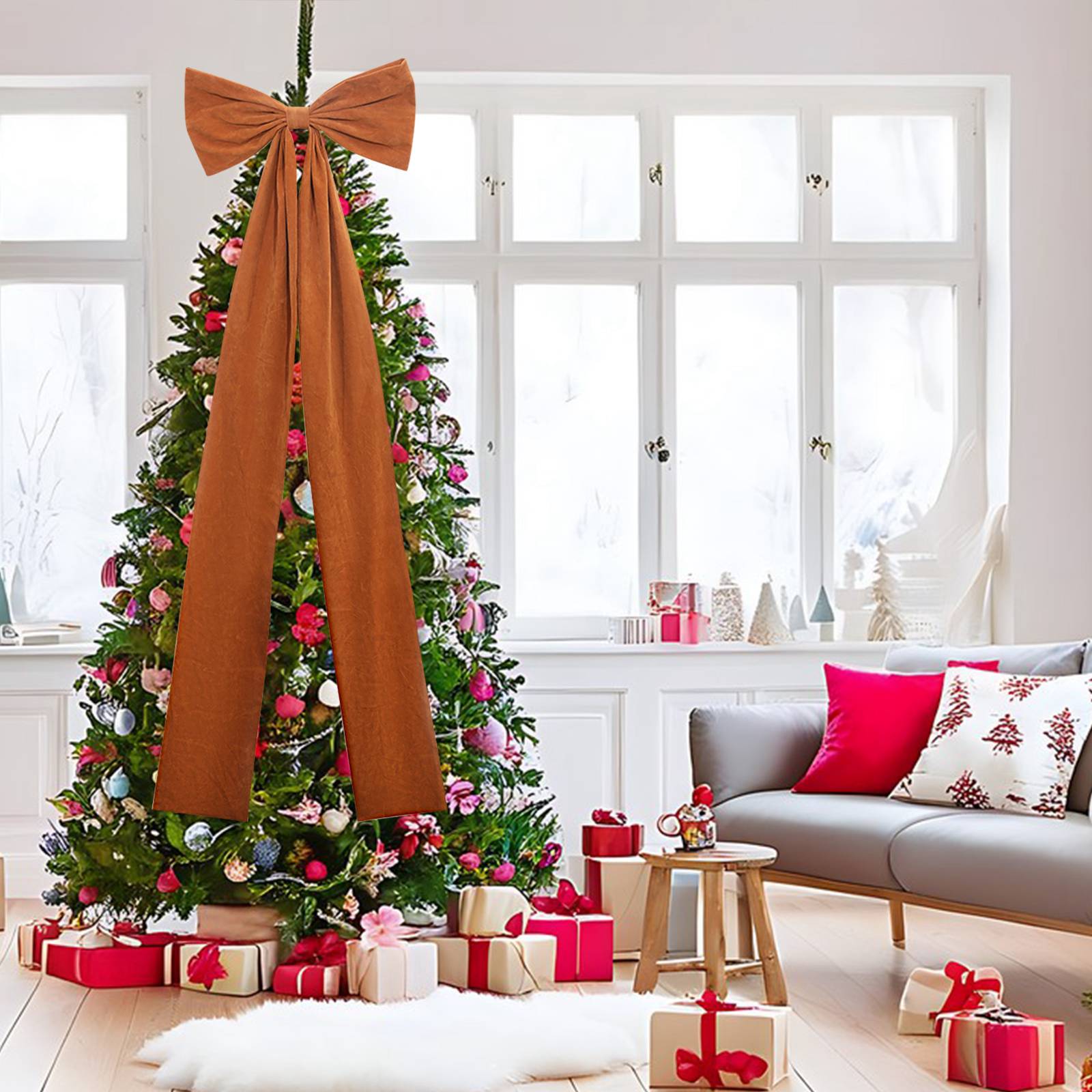 Christmas Tree Topper Bow - 20 x 70" Extra Large Velvet Bows with Long Streamers for Xmas Tree, Wreath, Wall, Holiday Home Decor, Wedding & Party Supplies