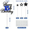 thumbnail image 2 of Decoración para tartas OfficCreative con purpurina para feliz 15 cumpleaños, color negro y azul, 2 of 7