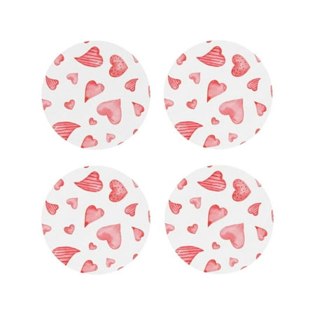 

Tideii Pink Hearts for Leather Coasters 4 Pieces Anti-fouling and Anti-scalding Decorative Coasters Suitable for Restaurants Kitchens Coffee Shops-Round Shape