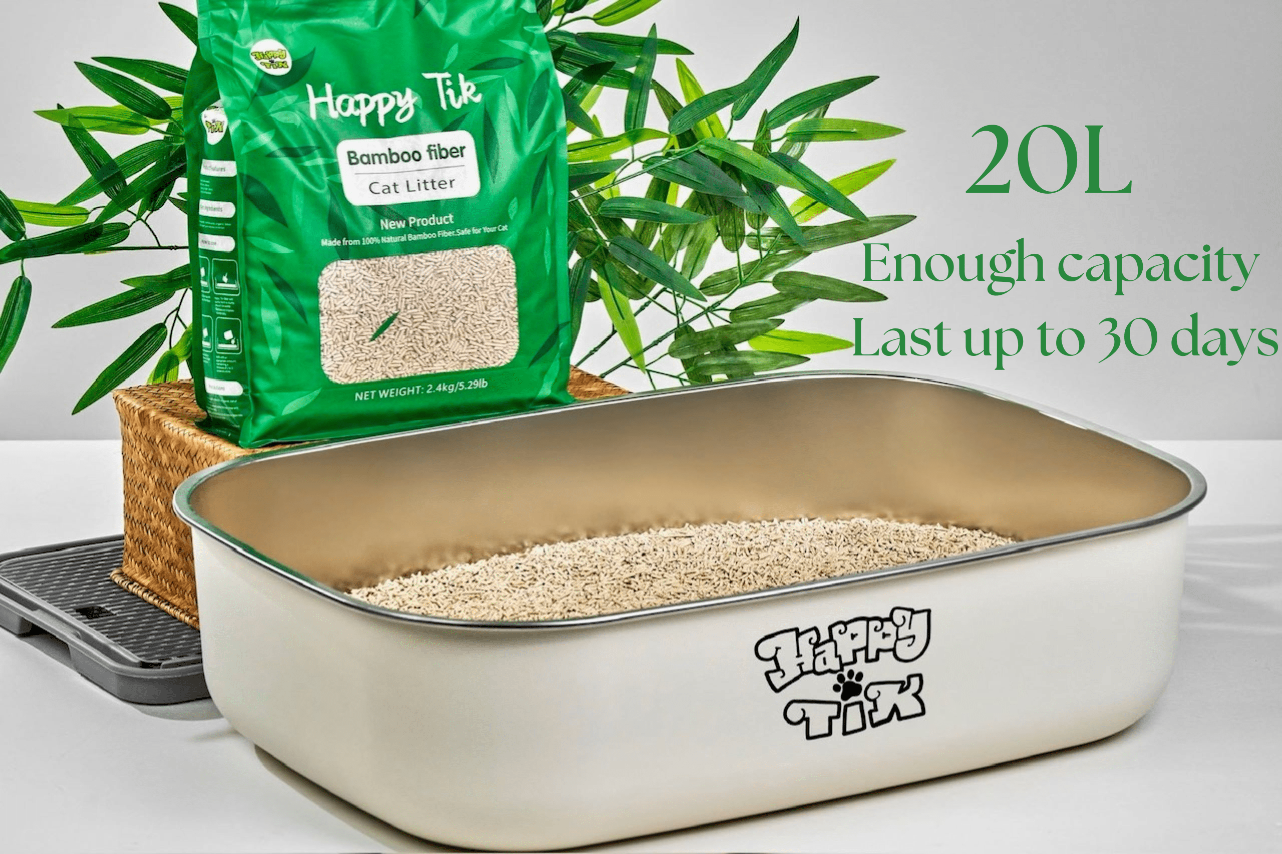 Stainless Steel Cat Litter Box with Scoop - 23.6'' x 17'' x 7'' Non-Stick Large Metal Indoor Litter Pan, Non-Slip, Rust Proof & Easy to Clean, Pet Toilet for Cats & Other Small Animals