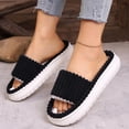 thumbnail image 6 of QINGFSAP Womens Open Toe Fuzzy Lined Indoor House Slippers Non Slip Foam Cushioned Slip On Slides, 6 of 9