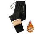 thumbnail image 3 of Women's Autumn Winter Thermal Fleece Lined Pants, High Waist Elastic Waistband Solid Color Casual Trousers with Pockets for Home Workout, Lounge, Cold Weather Protection, and Everyday Comfort Black L, 3 of 7