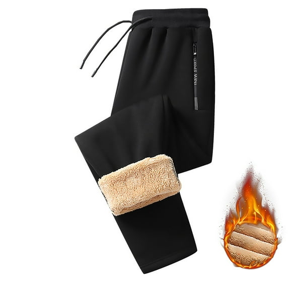 Pxiakgy Women's Sherpa Sweatpants Fleece Lined Athletic Sweatpants Heavyweight Jogger Pants Winter Warm Track Pant with Pocket Black L
