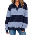 thumbnail image 2 of Womens Oversized Sweatshirt Striped Polos Shirt Long Sleeve Rugby Lapel Collared Button Down Color Block Y2K Pullover T Shirt, Casual Loose Streetwear Blouses, 2 of 8