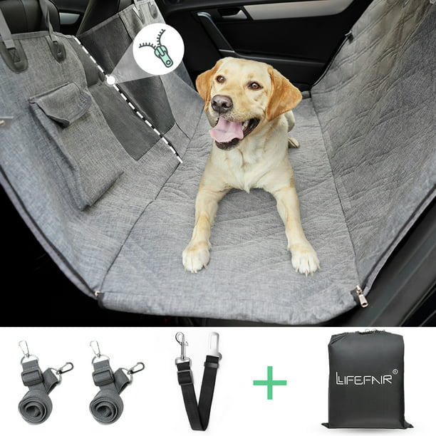 Lifefair Dog Car Seat Covers For Pets Hammock With Mesh Window 900d Heavy Duty Scratchproof Nonslip Waterproof Back Suv Truck Gray Com - Dog Seat Cover Hammock With Mesh Window