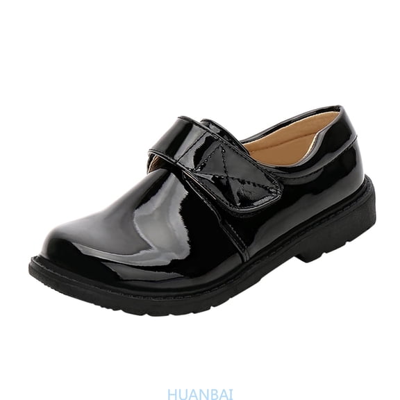 HUANBAI Boys Shoes Boots Thick Bottom Student Dress Shoes Performance Shoes Solid Color Comfortable ,(13.5-14 Years Black) Size ,5