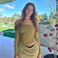 thumbnail image 4 of Women'S Mesh Off Shoulder Dress Elegant Sheer See Through Long Sleeve Ruched Bodycon Maxi Dresses Green S, 4 of 9