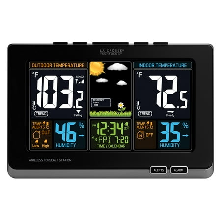 La Crosse Technology 308-1414B Wireless Atomic Digital Color Forecast Station with (Best Weather Center For The Home)