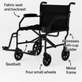 thumbnail image 2 of Caring Ultralight Transport Wheelchair, 19" Wide Seat, Folding Transport Chair (Black), 2 of 2