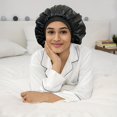thumbnail image 2 of Women's Fashion Bonnet Solid Color Hair Hat Narrow Edge Elastic Silk Smooth Satin Face Daily Home Casual Sleep Hat One Size black|https://ae01.alicdn.com/kf/Se0c15dda46414a2bbe42541e4f276f9eS.jpeg, 2 of 4