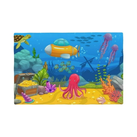 

Placemats Set of 6 Submarine And Landscape Place mats for Dining Table Indoor/Outdoor Cute Heat Resistant Washable Table Mats(18 x 12 )
