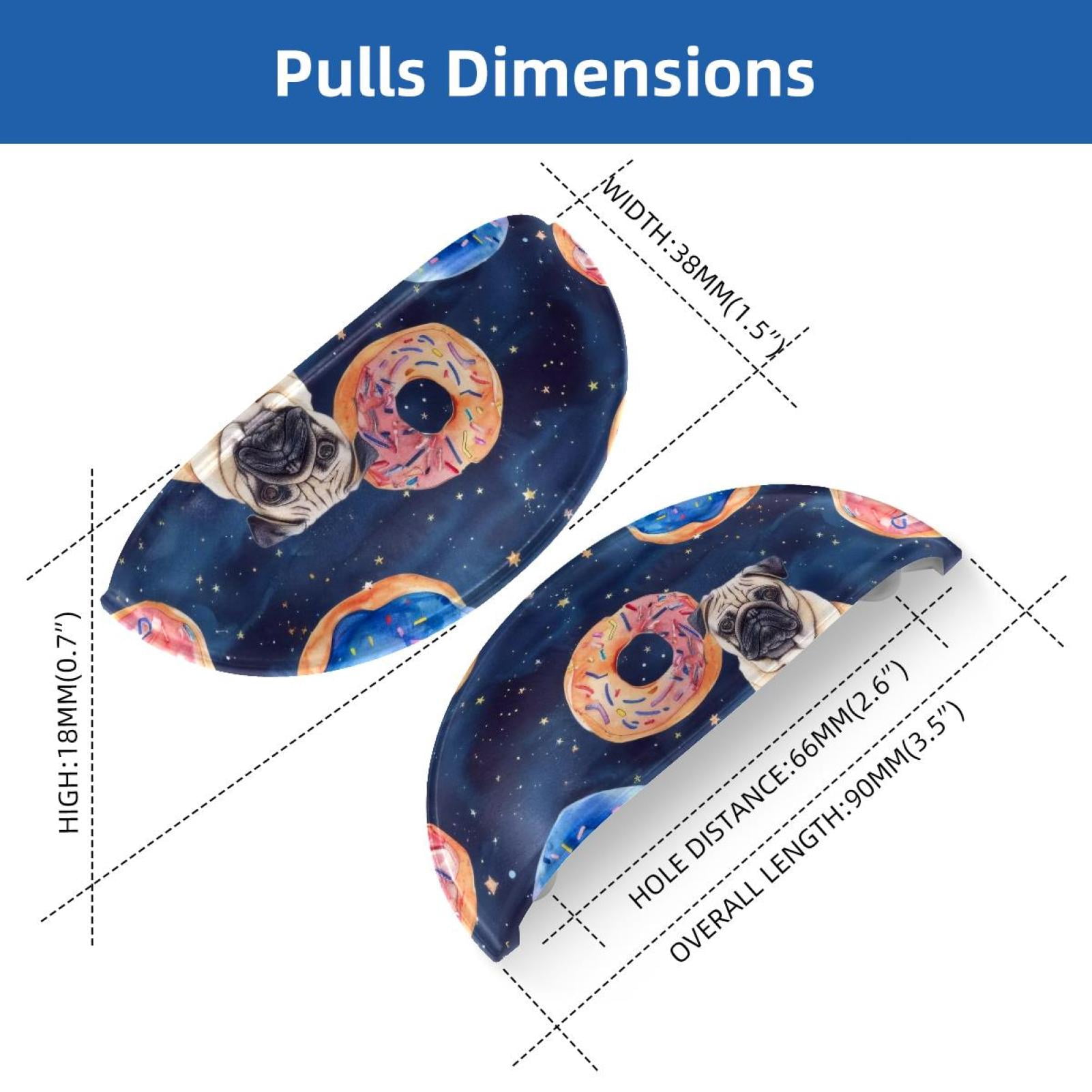 PhooArto 6 Pcs Cup Drawer Pulls, Donuts Pug Dogs Galaxy Shell Shape Handles Cabinet Knobs for Dresser Cupboard Closet Wardrobe with Screws