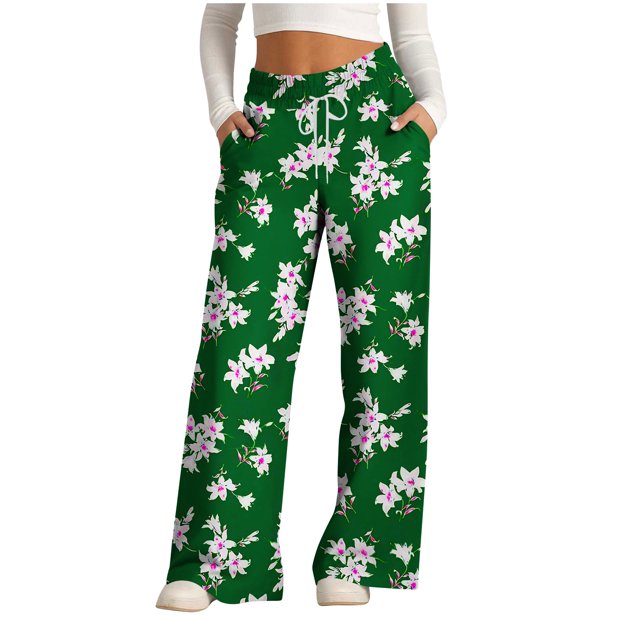 Pantalons pour Femmes, Pantalons Larges à Rayures Imprimées à Cordon de Serrage pour Femmes
