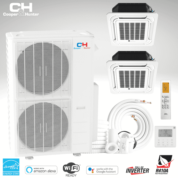 Cooper & Hunter 48000 BTU Dual Zone Mini Split Heat Pump AC 24K 24K BTU for 3000 Sq Ft