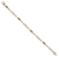 thumbnail image 3 of Gem Stone King 18K Rose Gold Plated Silver Green Peridot and Sky Blue Aquamarine and Lab Grown Diamond Bracelet for Women | 4.01 Cttw | Gemstone August Birthstone | Oval 6X4MM | Length 7.25 inches, 3 of 6
