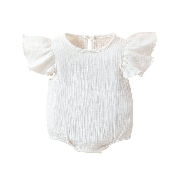 GDREDA Baby Girls Romper Baby Rompers Girls Jumpsuits Ruffles Bodysuits Outfits Romper (White,3-6 Months)