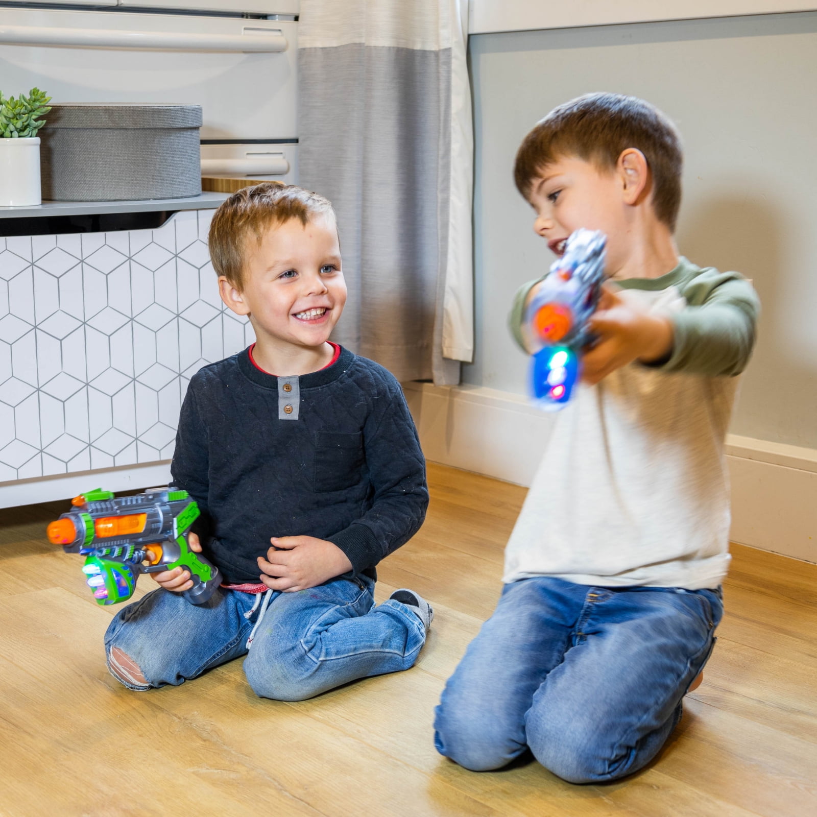 KidFun Superhero Galaxy Toy Gun Space Blaster Lights Sounds, Ages 3-13 Blue