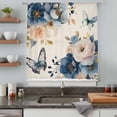 thumbnail image 5 of Vintage Blue Floral Sheer Curtains 96 Inches Long, Butterflies Flower Linen Light Filering Curtains, Privacy Drapes Simi Floor to Veiling Curtain for Living Room Bedroom Large Window Treatment, 5 of 9