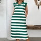 thumbnail image 2 of Vestido de Verano para las Mujeres, Bolsillo sin Mangas Cuello Turndown Vestido de la Mitad de la Ternera, Moda Poliéster Casual, 2 of 9
