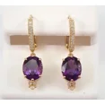 thumbnail image 3 of 4Ct Oval Cut Simulated Amethyst Women's Drop/Dangle Earrings 14K Yellow Gold Plated, 3 of 4