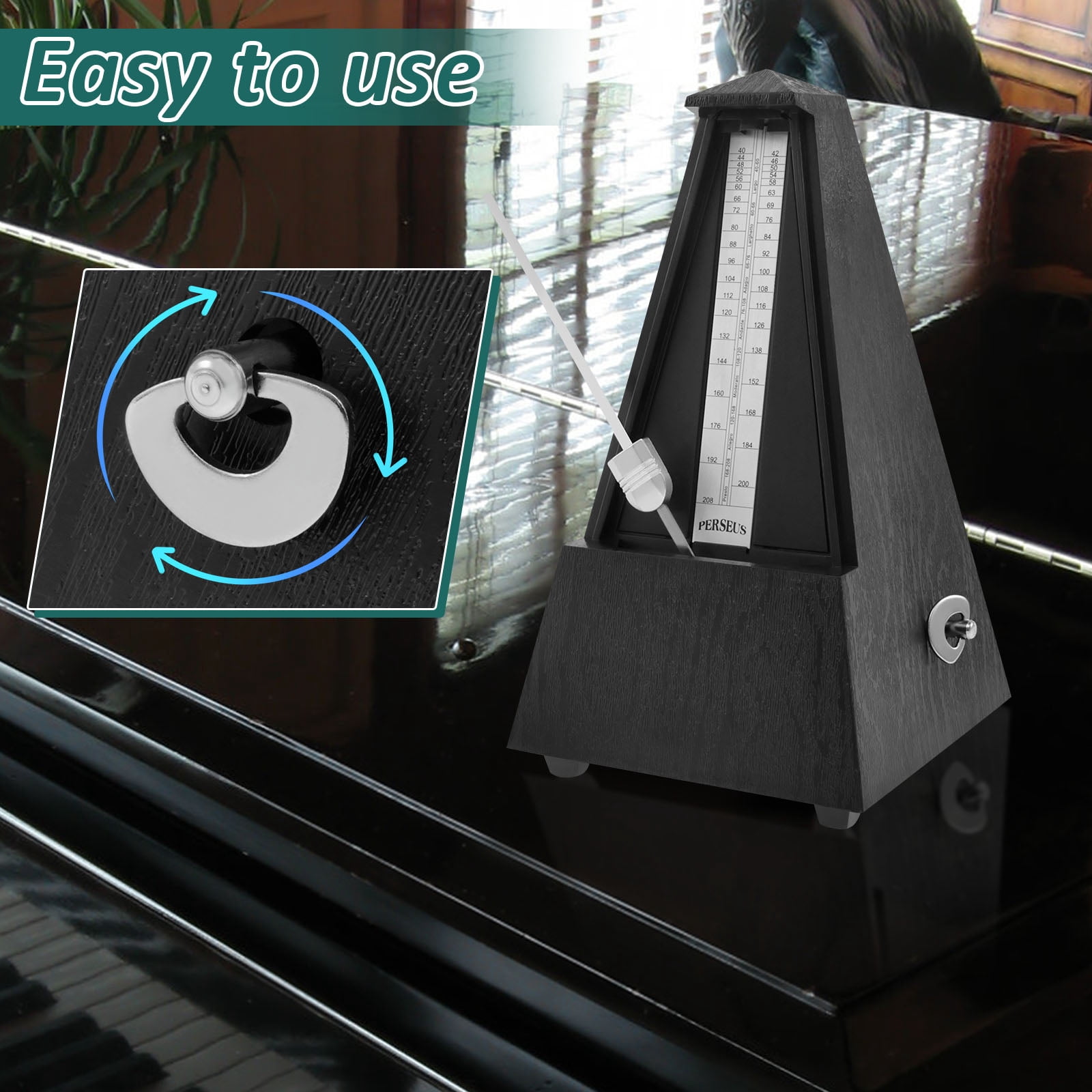 Thren Mechanical Metronome Pyramid Rhythm Keeper 5 Beat Mechanical Beat Marker Clockwork Noise Reduction Beat Indicator Precision Clarity Mechanical Tempo Device for Lovers