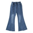 thumbnail image 4 of YiZYiF Kids Girls Flared Jeans Casual Raw Hem Ripped Jeans Bell Bottom Denim Pants, 4 of 7