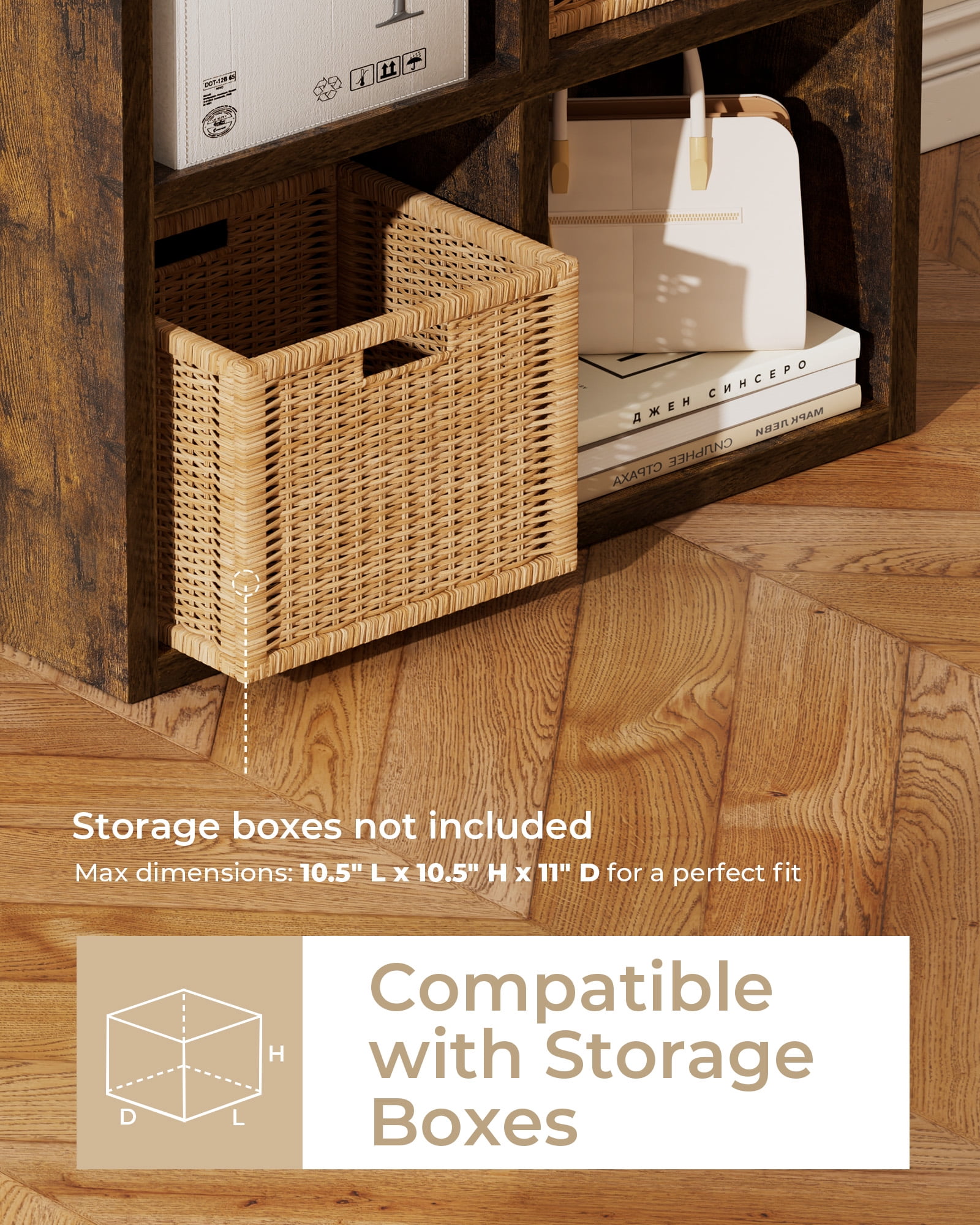 LUCKLIFE 4  Cube Storage Organizer with Open Back and Removable Back Panels, Brown