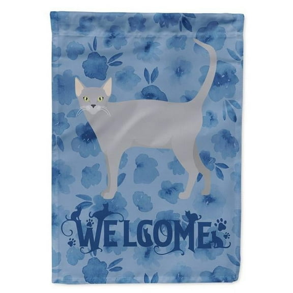 28 x 0.01 x 40 in. Russian Blue No.1 Cat Welcome Flag Canvas House Size