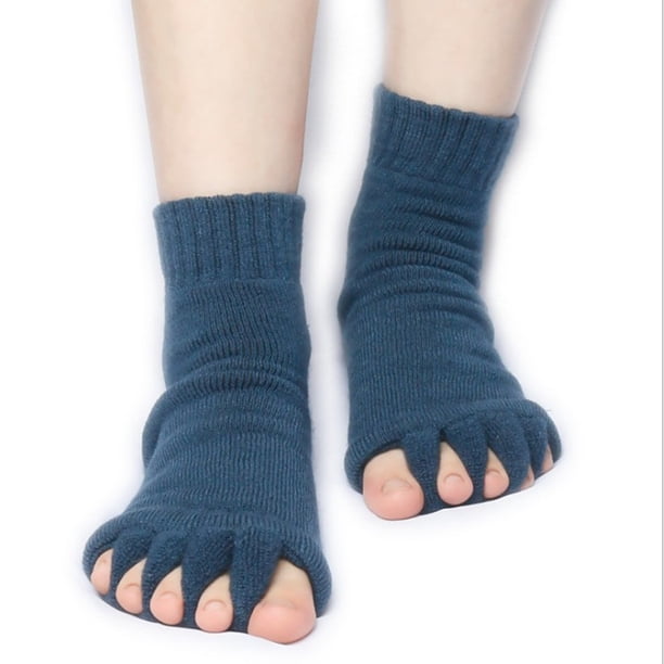 4 calcetines con separadores de dedos de - para hombre o mujer - azul (mediano)