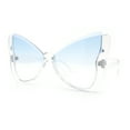thumbnail image 4 of Womens Butterfly Upside Down Half Rim Plastic Oversized Sunglasses Clear - Blue, 4 of 8