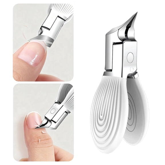 Wide Jaw Nail Clippers - Anti-Splash Slanted Curved Fingernail & Toenail Clippers for Thick & Ingrown Nails, Ergonomic Non-Slip Handle, Home & Travel Nail Trimming Tool for Adults