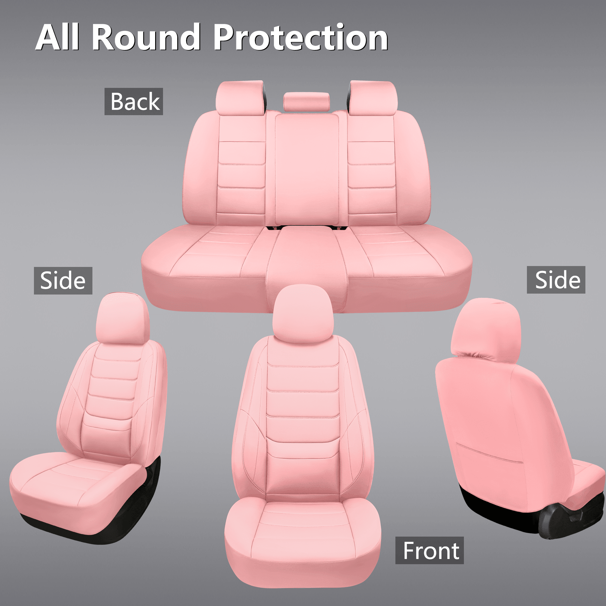 NS YOLO Universal Car Seat Cover Breathable PU Leather 5 Seats Full Set Waterproof Cushion Fit Most Honda Toyota Chevy Ford Nissan Vehicle Truck SUV