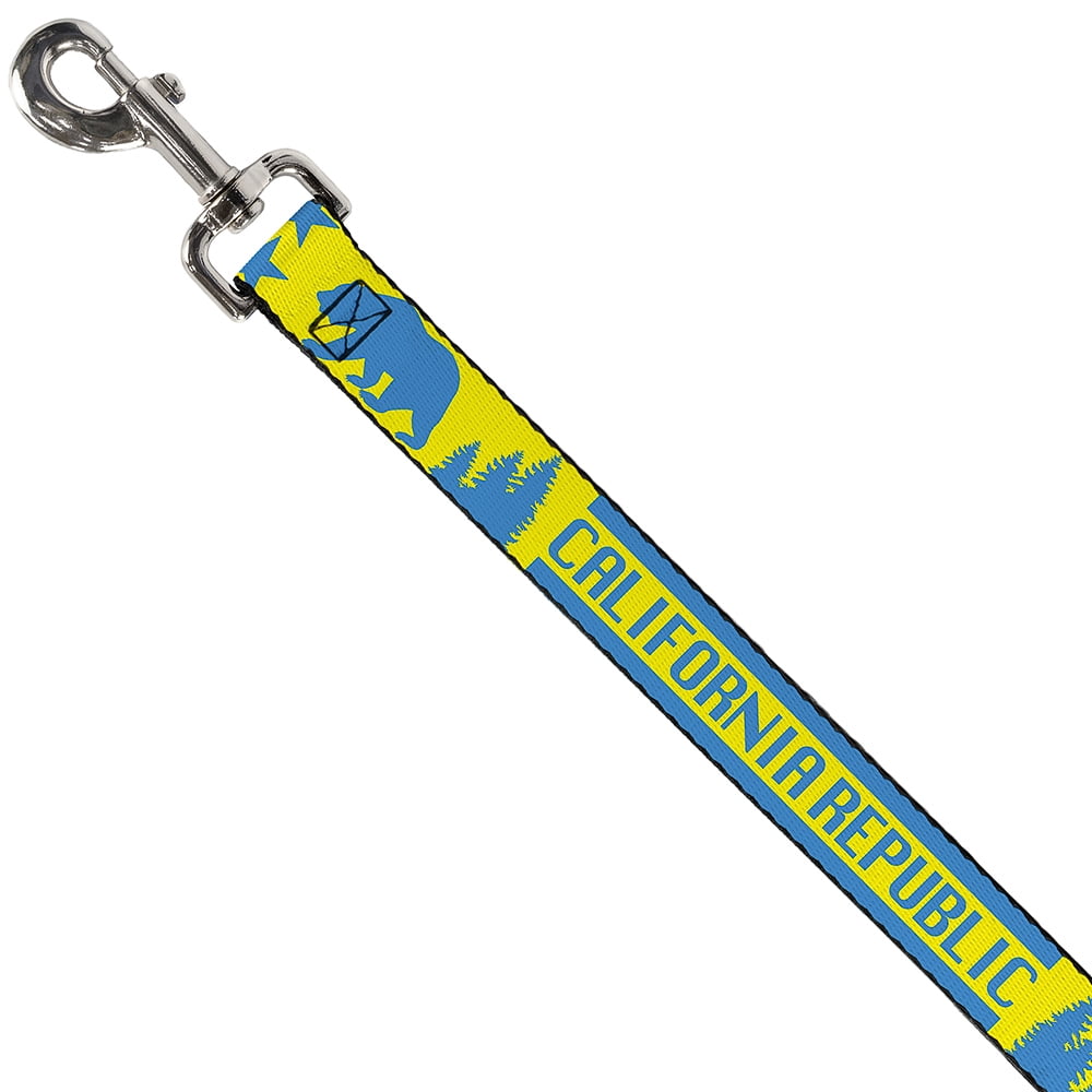 Buckle-Down Pet Leash, Dog Leash, California Republic Bear Stars Silhouette Yellow Blue, 6 Feet Long 1.0 Inch Wide