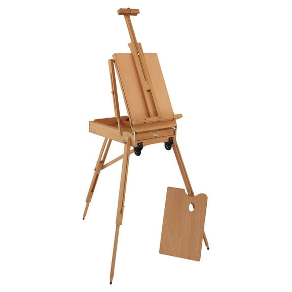 Creative Mark Monet Wooden French walnut Color Easel & Sketchbox- Portable LightWeight Art Easel with Storage for Adults - Ideal for Drawing, Painting - Includes Palette, Supports Canvas up to 32"