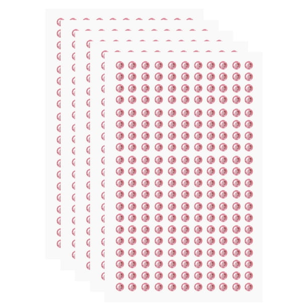Uxcell 5 Hojas/1100pcs Calcomanías de Rhinestone Autoadhesivas, Gemas Acrílicas de 4mm para Arte de Uñas y Decoración, Rosa Claro