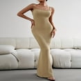 thumbnail image 3 of Stylish Solid Color Lace Trim Bodycon Long Dress for Women, 3 of 8