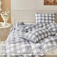 thumbnail image 2 of SIABC-Duvet Cover Set Queen Size, 3pcs Washed Microfiber Checkered Seersucker Bedding Set, Grey Grid Soft Breathable Textured Duvet Cover with Zipper & Corner Ties for All Seasons, 2 of 4
