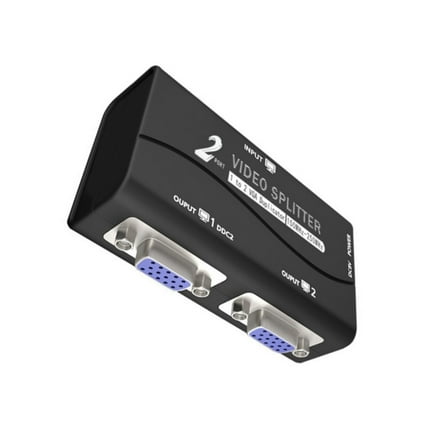 VGA Video Splitter 1 In 2 Out VGA Splitter Amplifier Box for Computer TV Display with High Resolution Up to 1920x1440