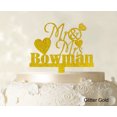 thumbnail image 1 of Personalized Mr & Mrs Wedding Cake Topper Personalized Glitter Yellow Cake Topper Color Option Available 5-7 Inches Wide, 1 of 1