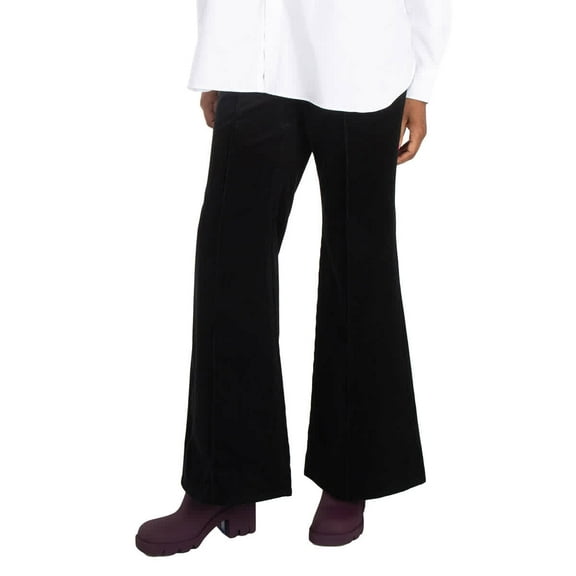 Polo Ralph Lauren Black Pintucked Corduroy Flared Trousers, Size 6R