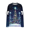 thumbnail image 3 of Uootdi Christmas Oversized Sweatshirt for Women Xmas Trees Graphic Pullover with Bowknots Drop Gift Shoulder Cute Tops Holiday Clothes, 3 of 5